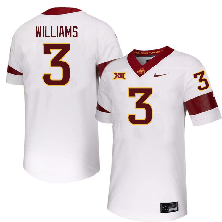 Men #3 Jontez Williams Iowa State Cyclones College Football Jerseys Stitched-White